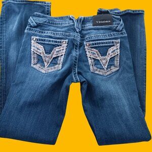1/2 Length 33 Vigoss The Chelsea Boot Cut Denim Jeans With Embellished Pockets